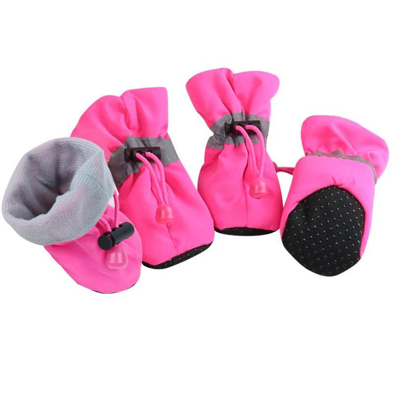 4pcs Waterproof Anti-Slip Puppy Boots - Winter Dog Footwear for Prewalkers