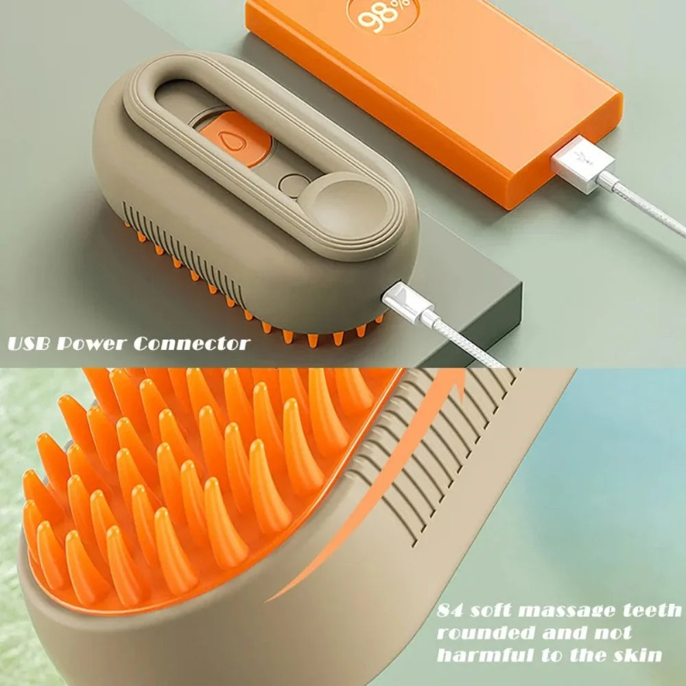3-in-1 Electric Pet Grooming Brush: Steam, Massage & Shedding