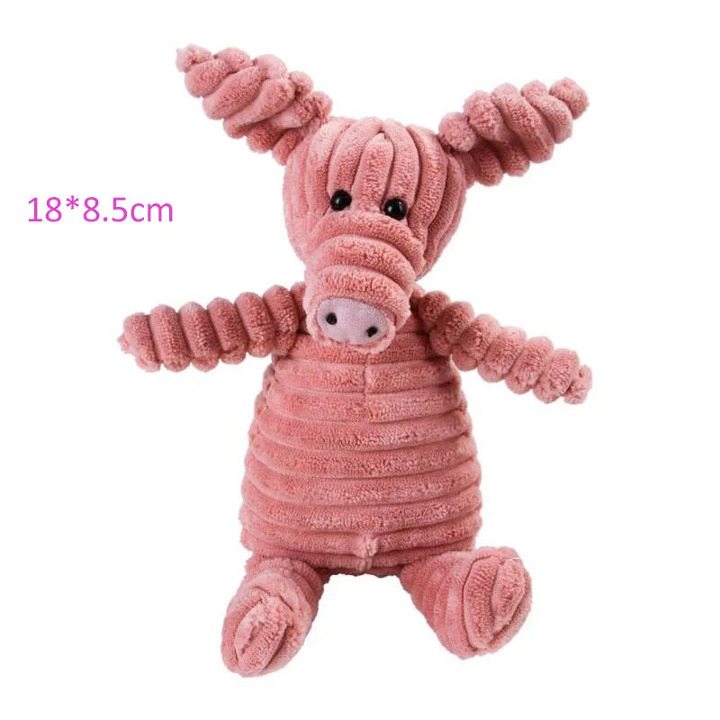 Plush Animal Dog Toy – Bite-Resistant Squeaky Corduroy Toy for Dogs
