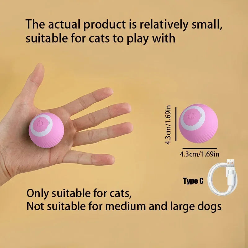 Smart Rechargeable Rolling Cat Toy with Faux Tail – Interactive Training Ball for Cats & Dogs