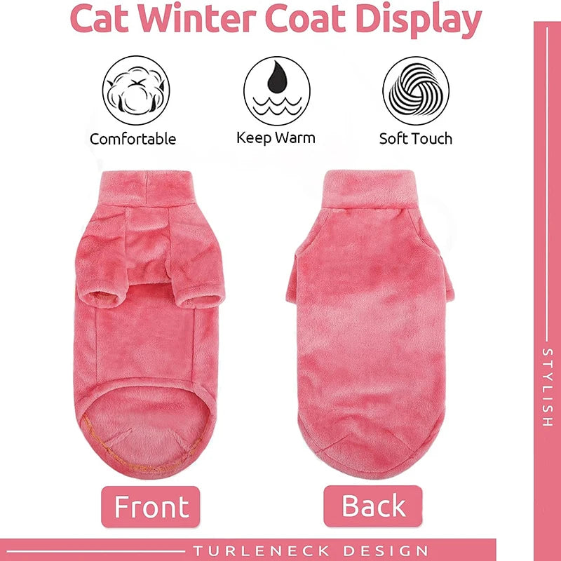 Warm Turtleneck Cat Sweater - Soft Fluff Pullover for Cats & Small Dogs