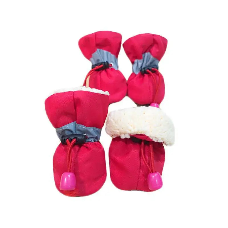 4pcs Waterproof Anti-Slip Puppy Boots - Winter Dog Footwear for Prewalkers