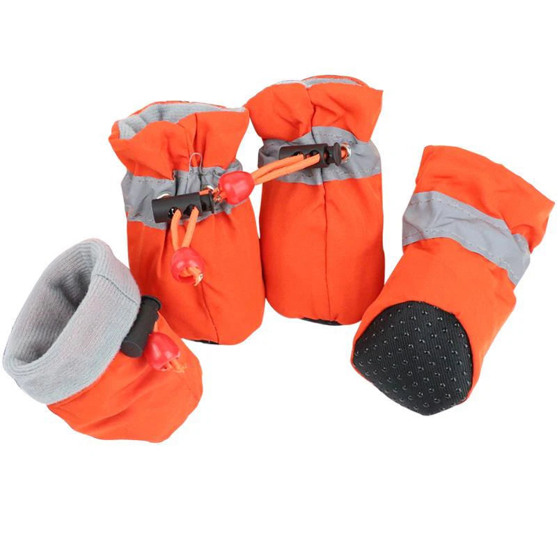 4pcs Waterproof Anti-Slip Puppy Boots - Winter Dog Footwear for Prewalkers