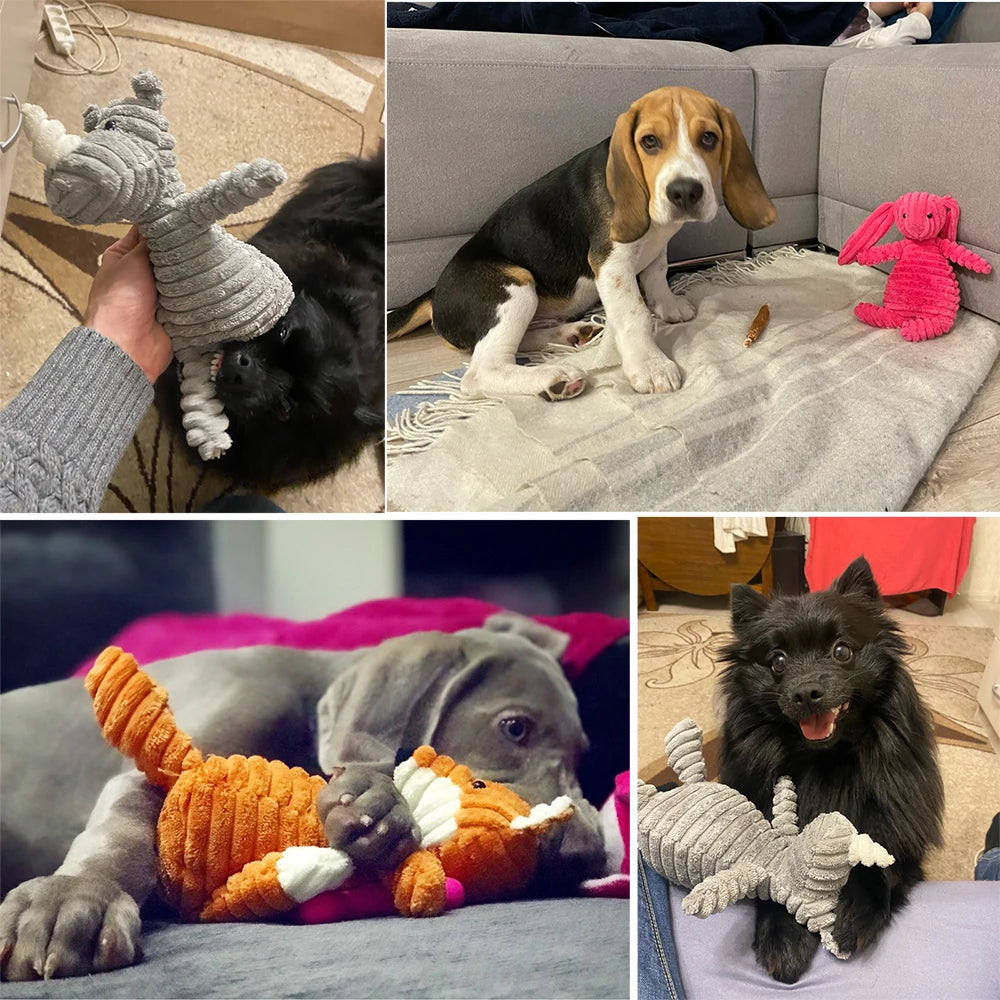 Plush Animal Dog Toy – Bite-Resistant Squeaky Corduroy Toy for Dogs