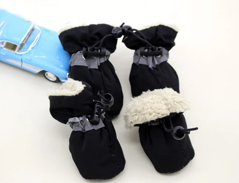 4pcs Waterproof Anti-Slip Puppy Boots - Winter Dog Footwear for Prewalkers
