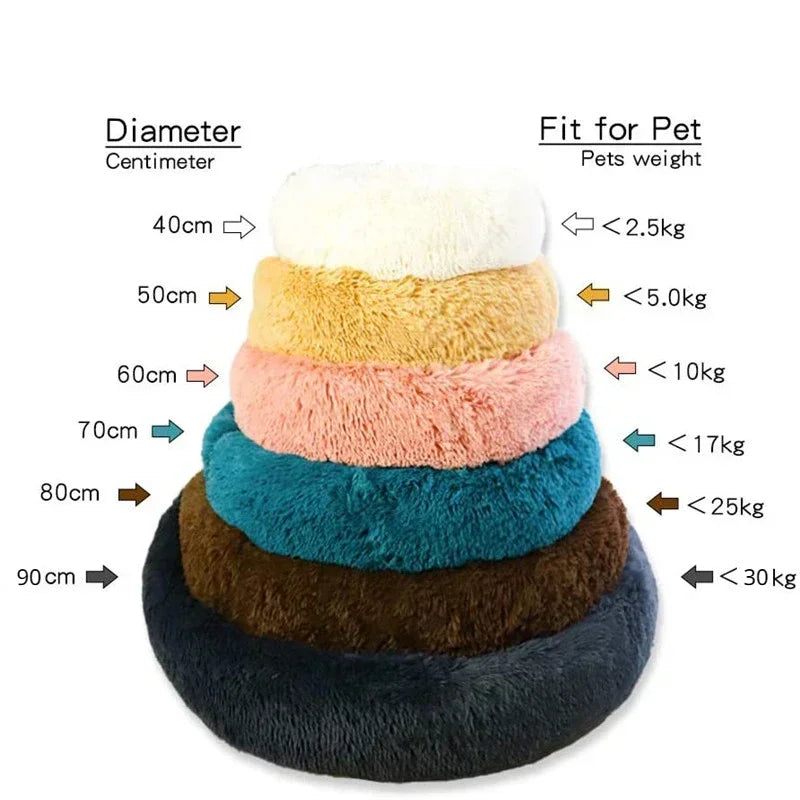 40-90cm Round Plush Pet Bed – Soft, Warm Dog & Cat House