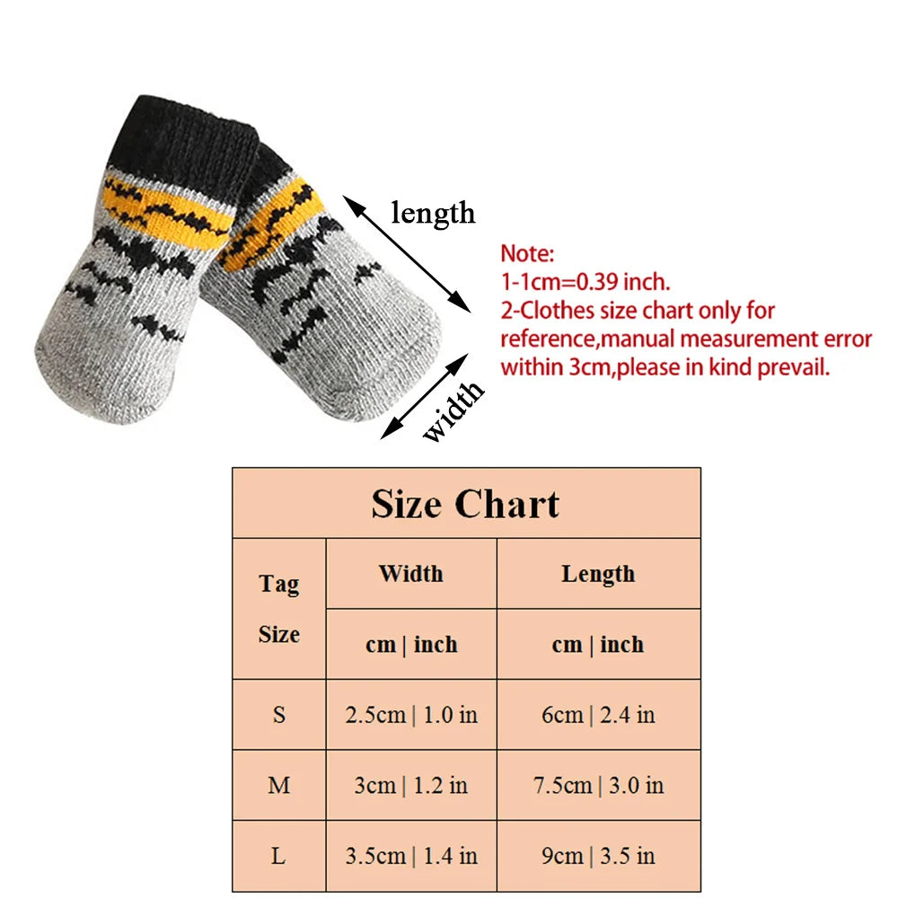 4pcs Non-Slip Christmas Socks for Small Dogs & Cats - Indoor Paw Protectors