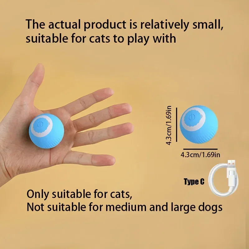 Smart Rechargeable Rolling Cat Toy with Faux Tail – Interactive Training Ball for Cats & Dogs