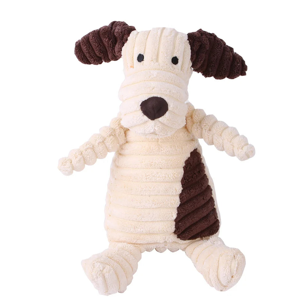 Plush Animal Dog Toy – Bite-Resistant Squeaky Corduroy Toy for Dogs