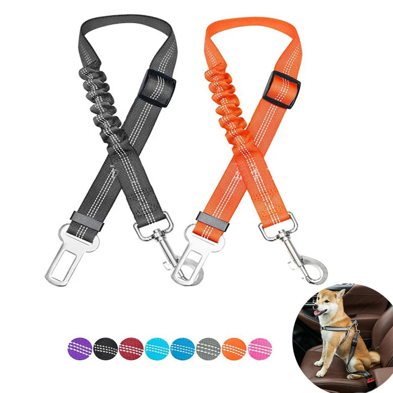 Adjustable Dog Car Seat Belt Harness – Nylon Reflective Travel Accessory