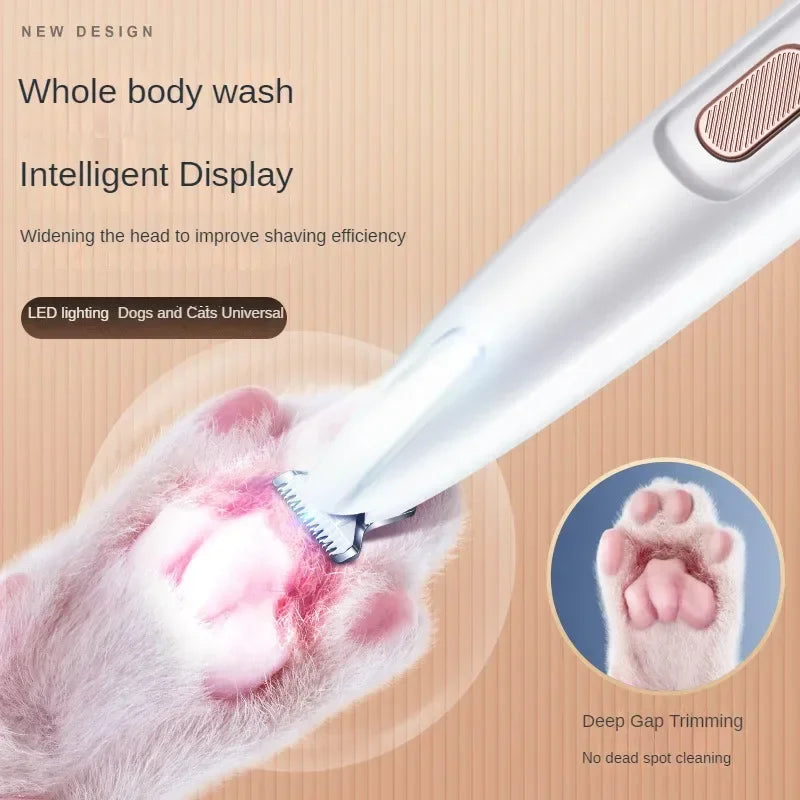 LED Dog Paw Trimmer – Waterproof Pet Hair Clippers with LED Display & Wide Blade