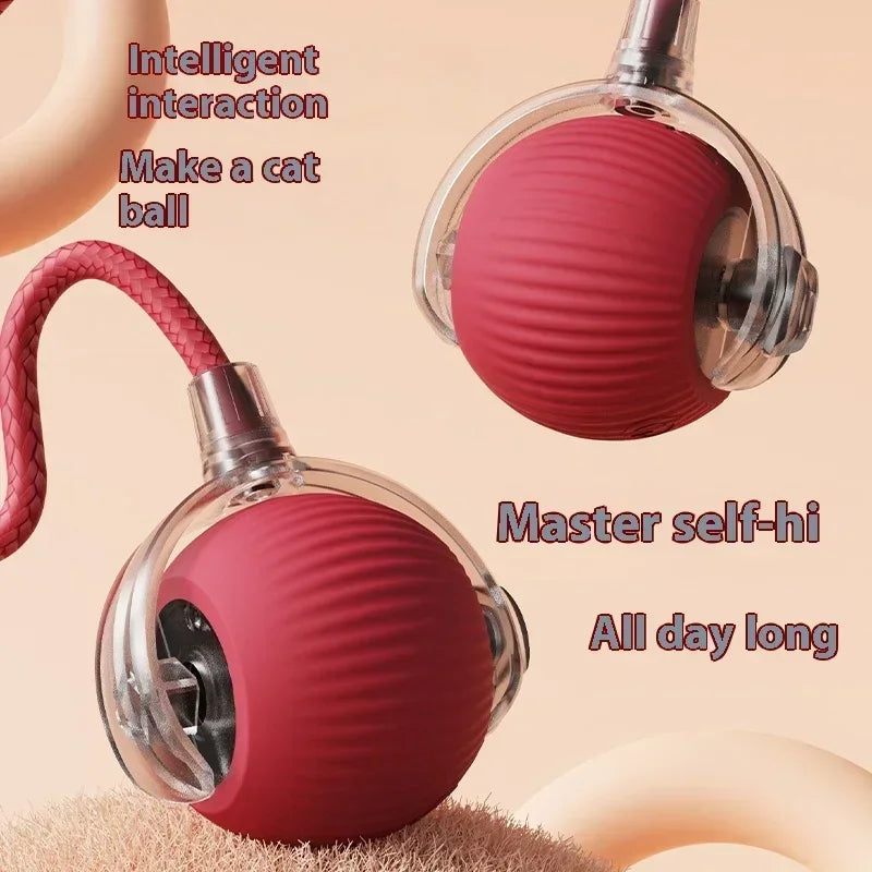 Smart Rechargeable Rolling Cat Toy with Faux Tail – Interactive Training Ball for Cats & Dogs