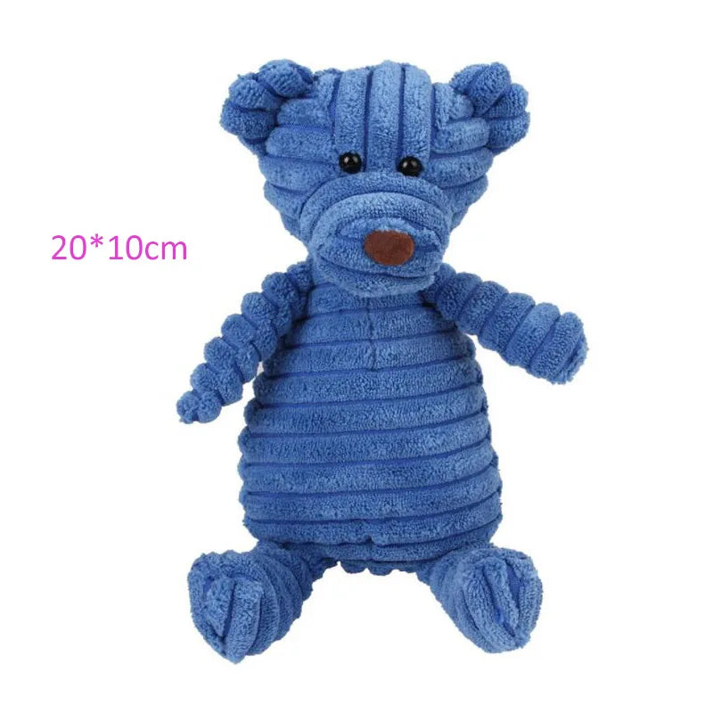Plush Animal Dog Toy – Bite-Resistant Squeaky Corduroy Toy for Dogs