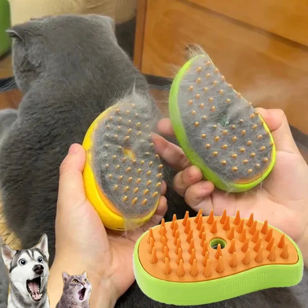 3-in-1 Electric Pet Grooming Brush: Steam, Massage & Shedding