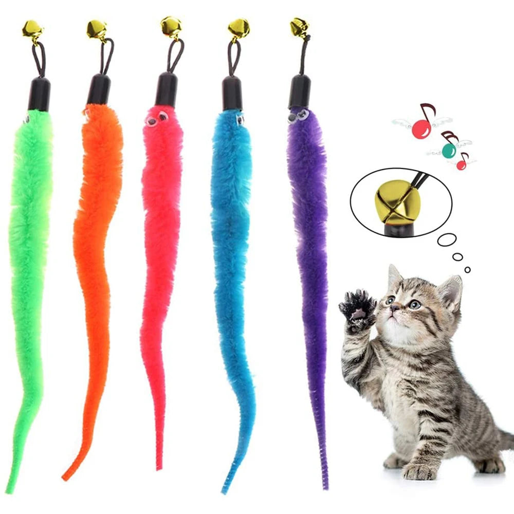 Plush Worm Cat Toy Replacement Heads - 5/6/10/11 Pcs