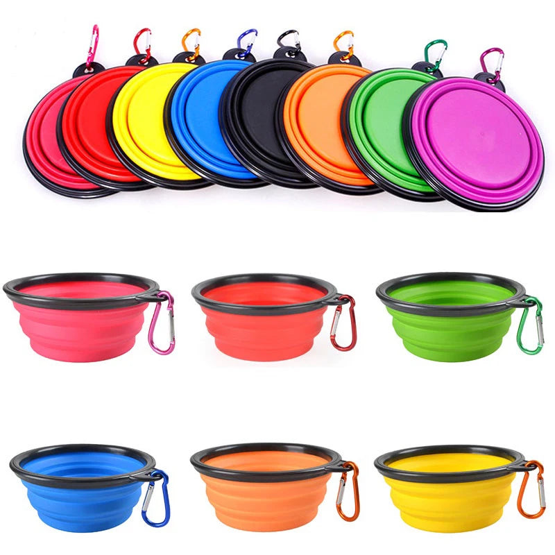 2-in-1 Portable Dog Feeder Bowl & Water Bottle with Carabiner – Travel Pet Dispenser