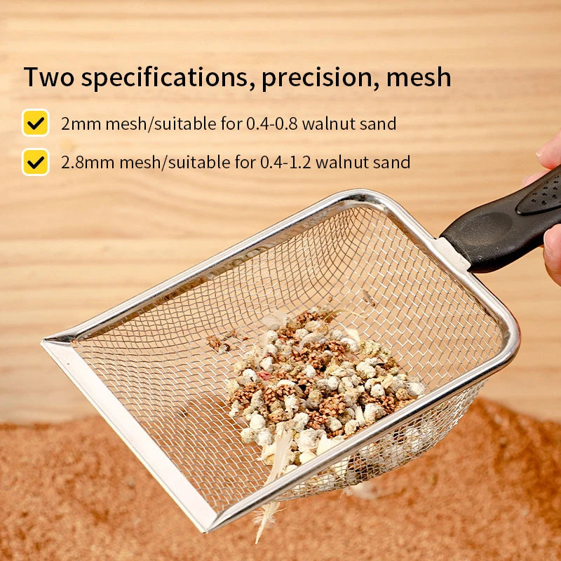 Stainless Steel Cat Litter & Sand Sifter – Fine Mesh Cleaning Scoop