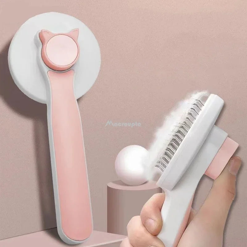 Self-Cleaning Slicker Brush for Dogs & Cats – Removes Tangled Hair & Undercoat