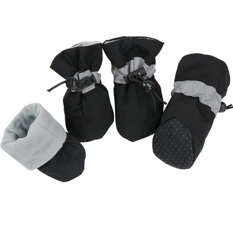4pcs Waterproof Anti-Slip Puppy Boots - Winter Dog Footwear for Prewalkers