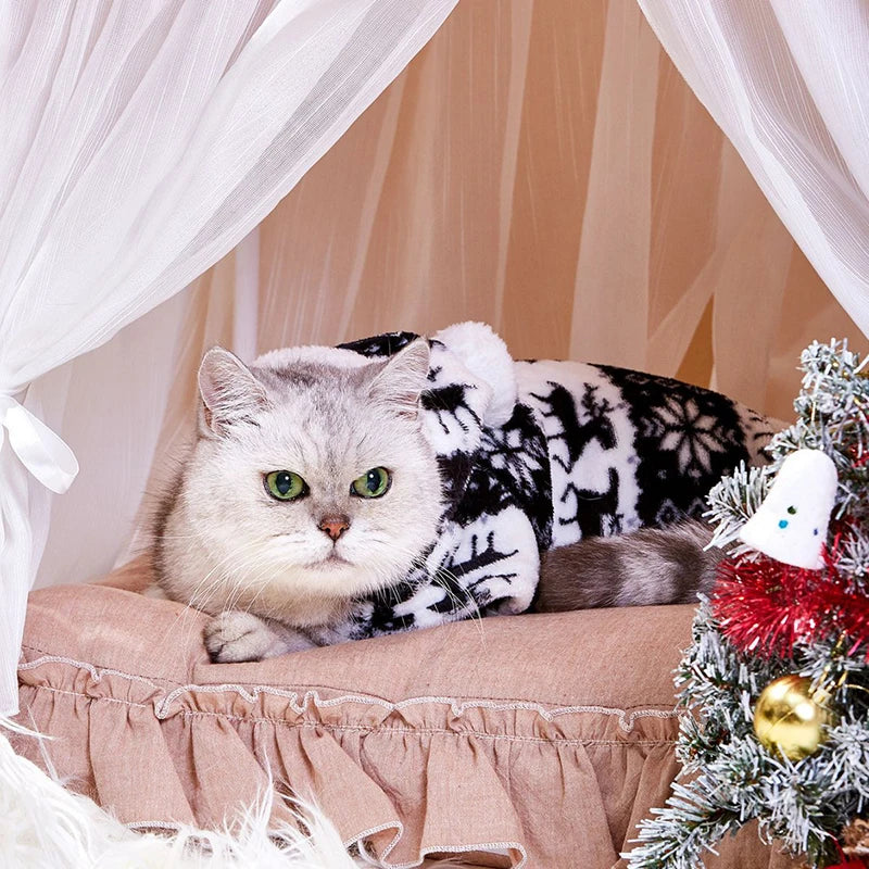 Winter Dog Christmas Jumpsuit - Warm Plush Pajamas for Small & Medium Pets