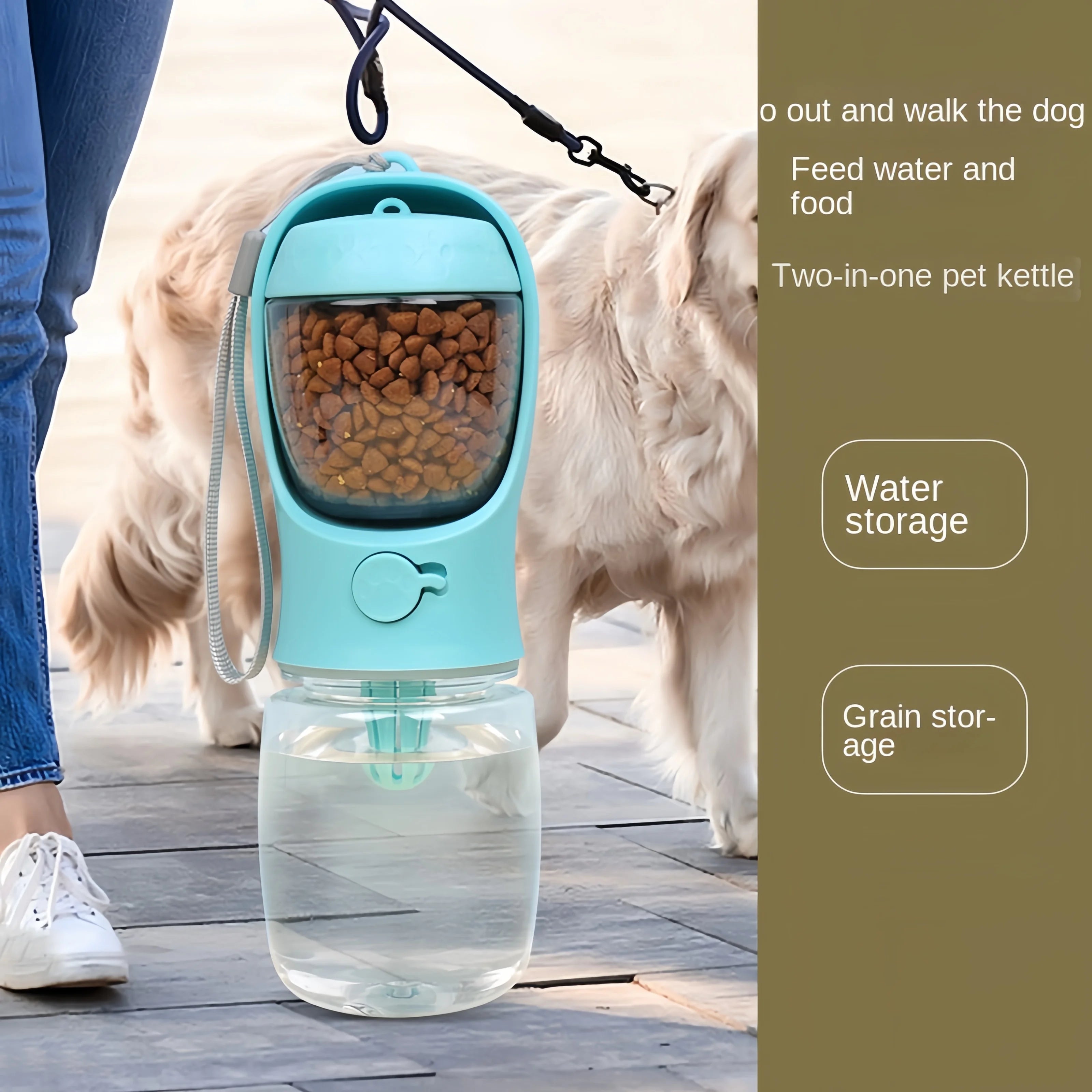 Portable Pet Water Bottle & Food Container for Travel – Dog & Cat Feeder