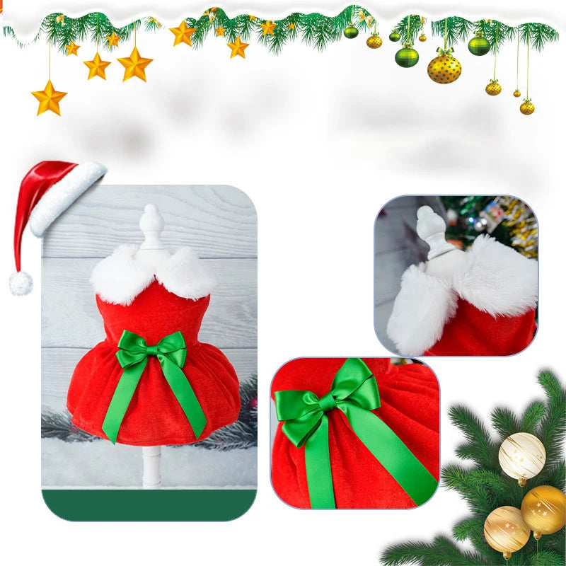 Christmas Dog Dress - Fancy Princess Outfit for Small Pets