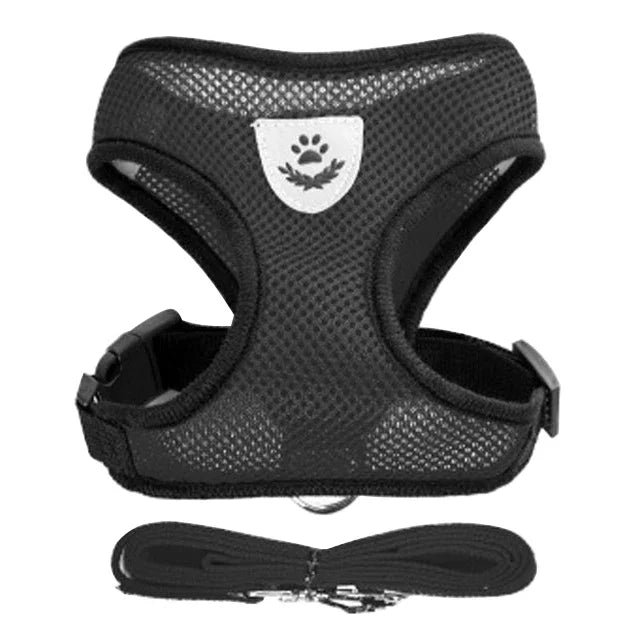 Adjustable Mesh Cat & Dog Harness with Leash – Small to Medium Pets