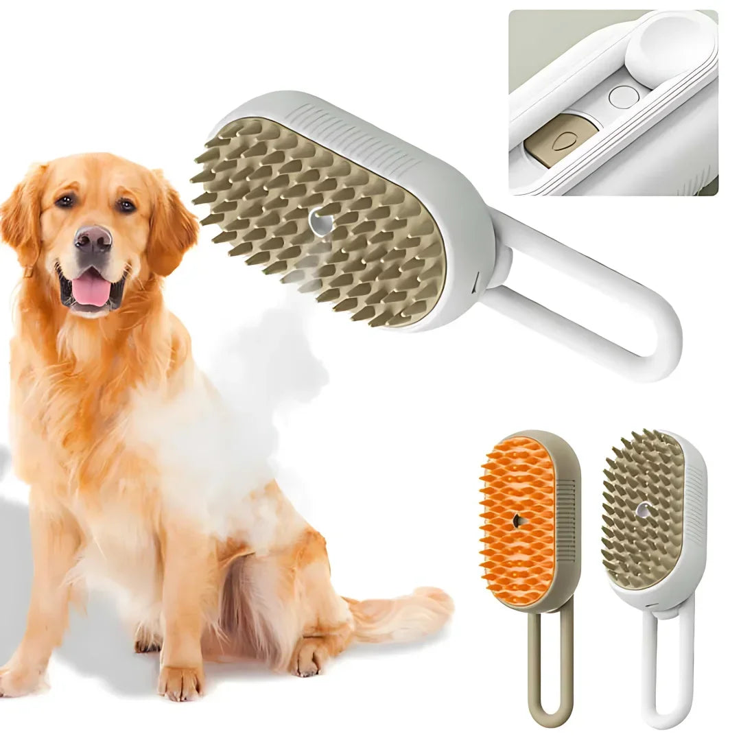 3-in-1 Electric Dog & Cat Brush with Steamer for Grooming & Massage