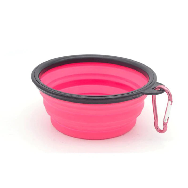 2-in-1 Portable Dog Feeder Bowl & Water Bottle with Carabiner – Travel Pet Dispenser