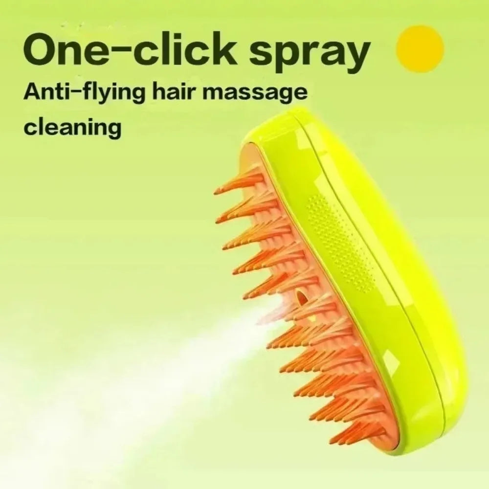 3-in-1 Electric Pet Grooming Brush: Steam, Massage & Shedding