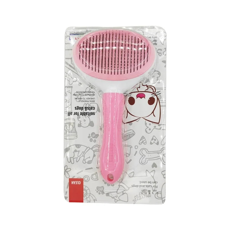 Self-Cleaning Pet Hair Removal Comb - Cat & Dog Grooming Brush