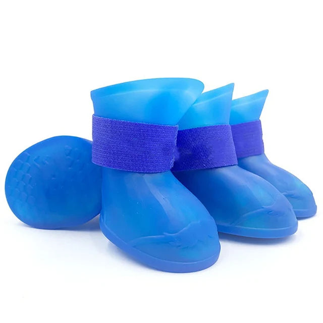 4Pcs Waterproof Anti-Slip Pet Boots - Rubber Rain Shoes for Dogs & Cats