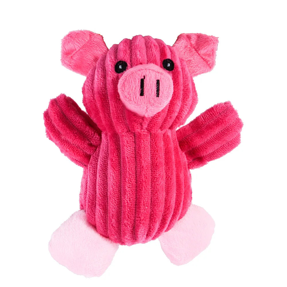 Plush Animal Dog Toy – Bite-Resistant Squeaky Corduroy Toy for Dogs