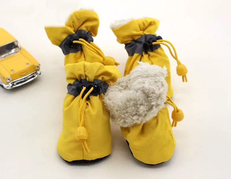4pcs Waterproof Anti-Slip Puppy Boots - Winter Dog Footwear for Prewalkers