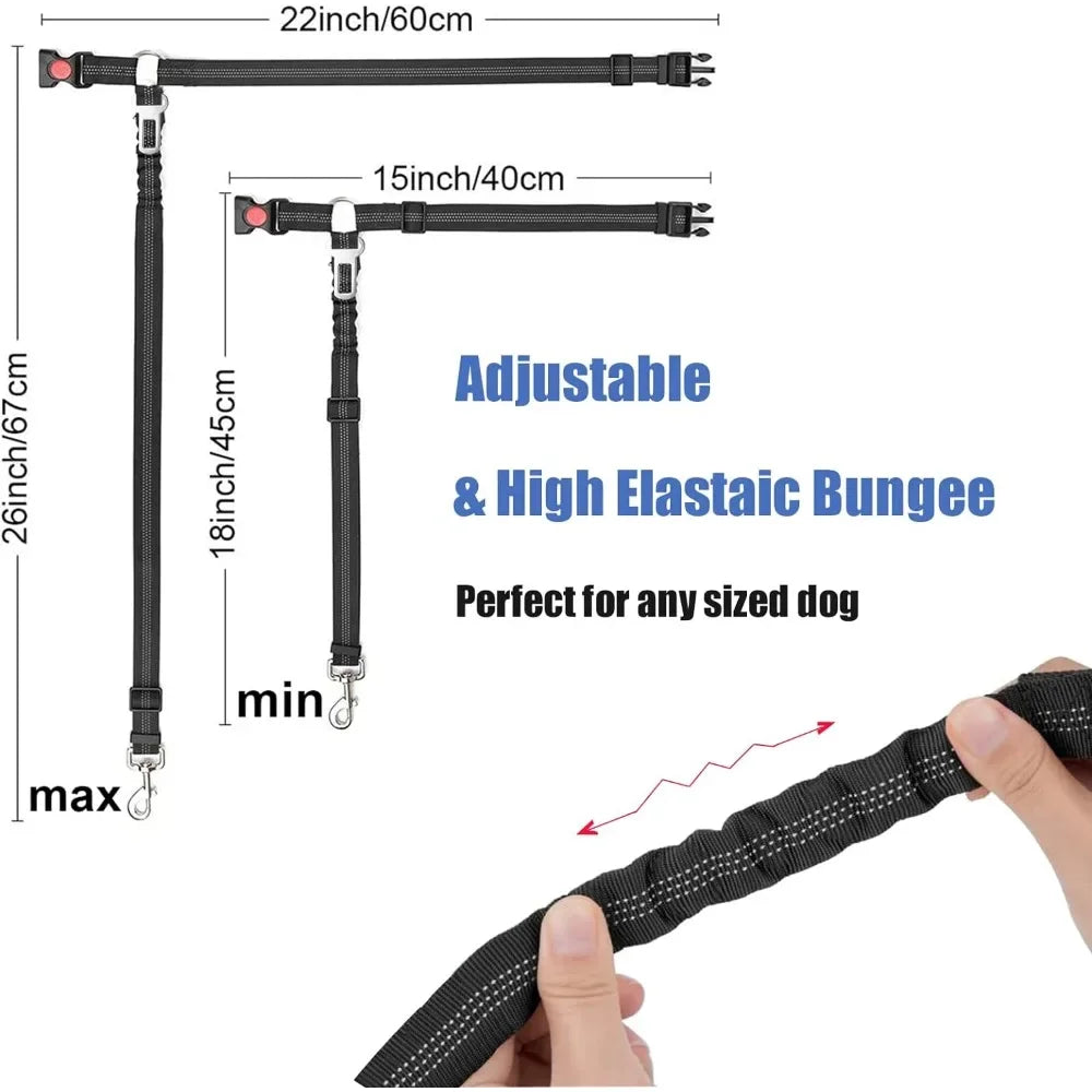2-in-1 Dog Car Seatbelt & Headrest Restraint – Adjustable Reflective Safety Belt