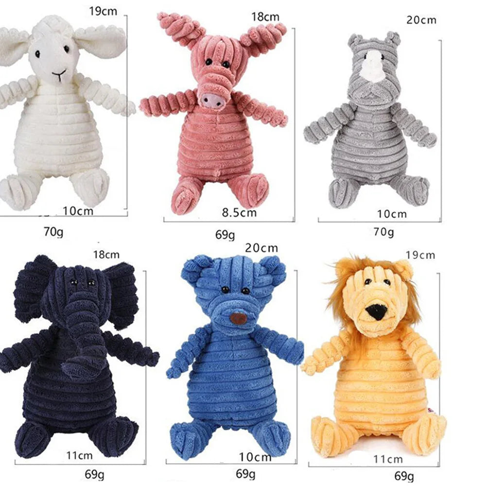 Plush Animal Dog Toy – Bite-Resistant Squeaky Corduroy Toy for Dogs